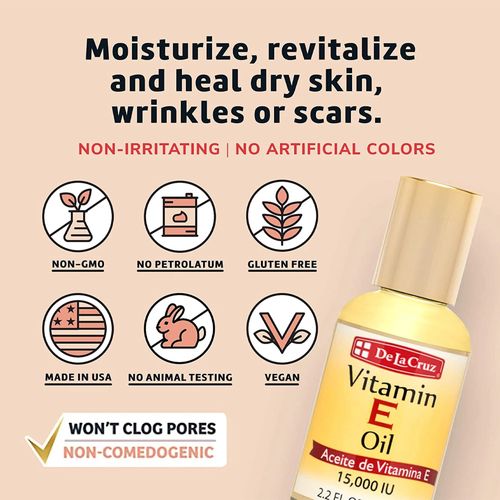 De La Cruz Vitamin E oil for face and body 65 ml