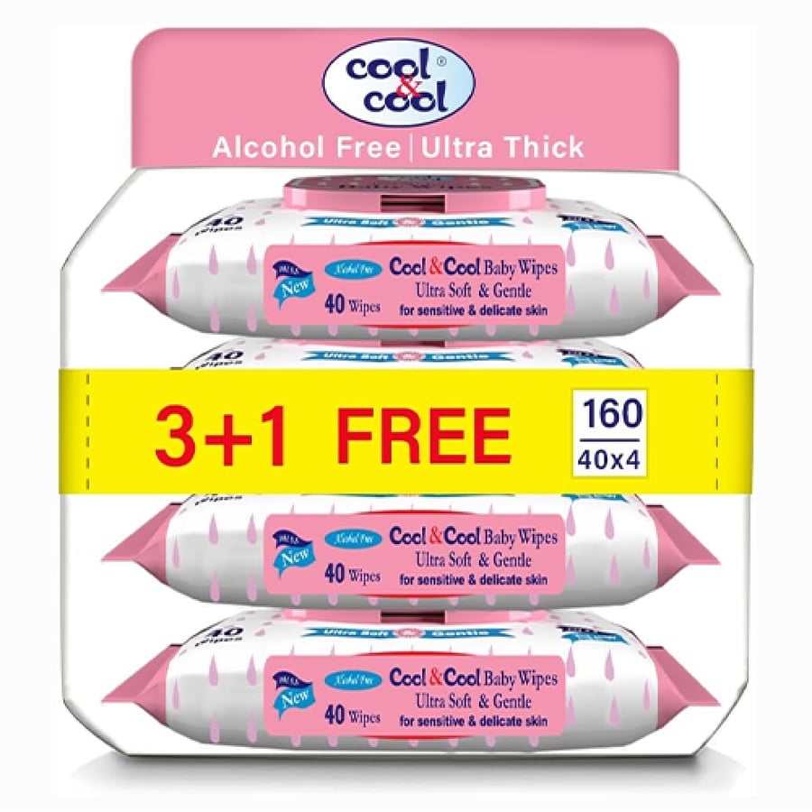 Cool and Cool baby wipes Ultra Soft Gentle 3*40 pieces