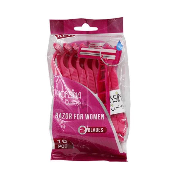 Nour Sina women's shaving razors 16 pieces, two pink blades