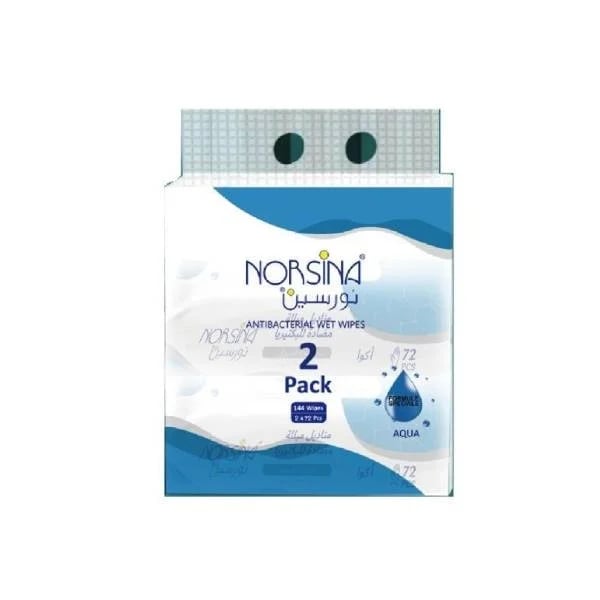 Nourseena moist tissues 72 tissues antibacterial aqua (two packs)