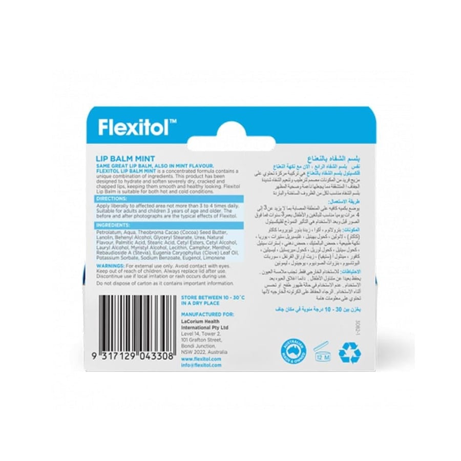 Flectostil mint lip balm moisturizes and soothes dry and chapped lips - 10 grams