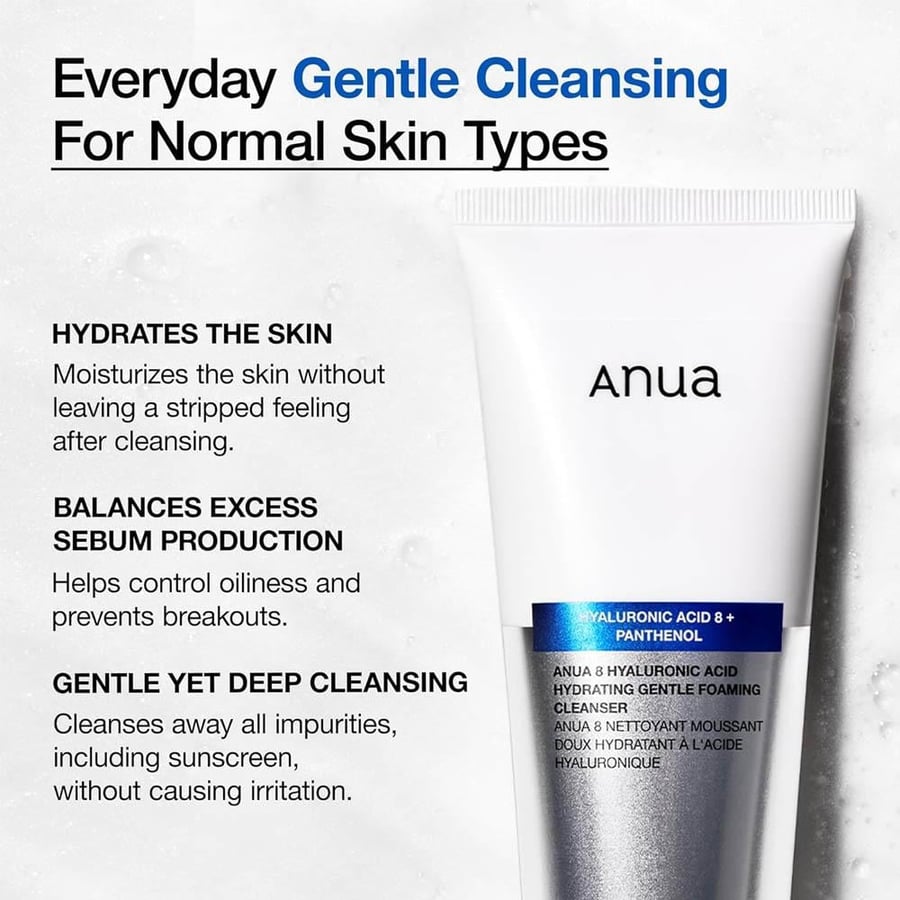 Anwa foaming facial cleanser 150 ml gentle and moisturizing for the skin with hyaluronic acid
