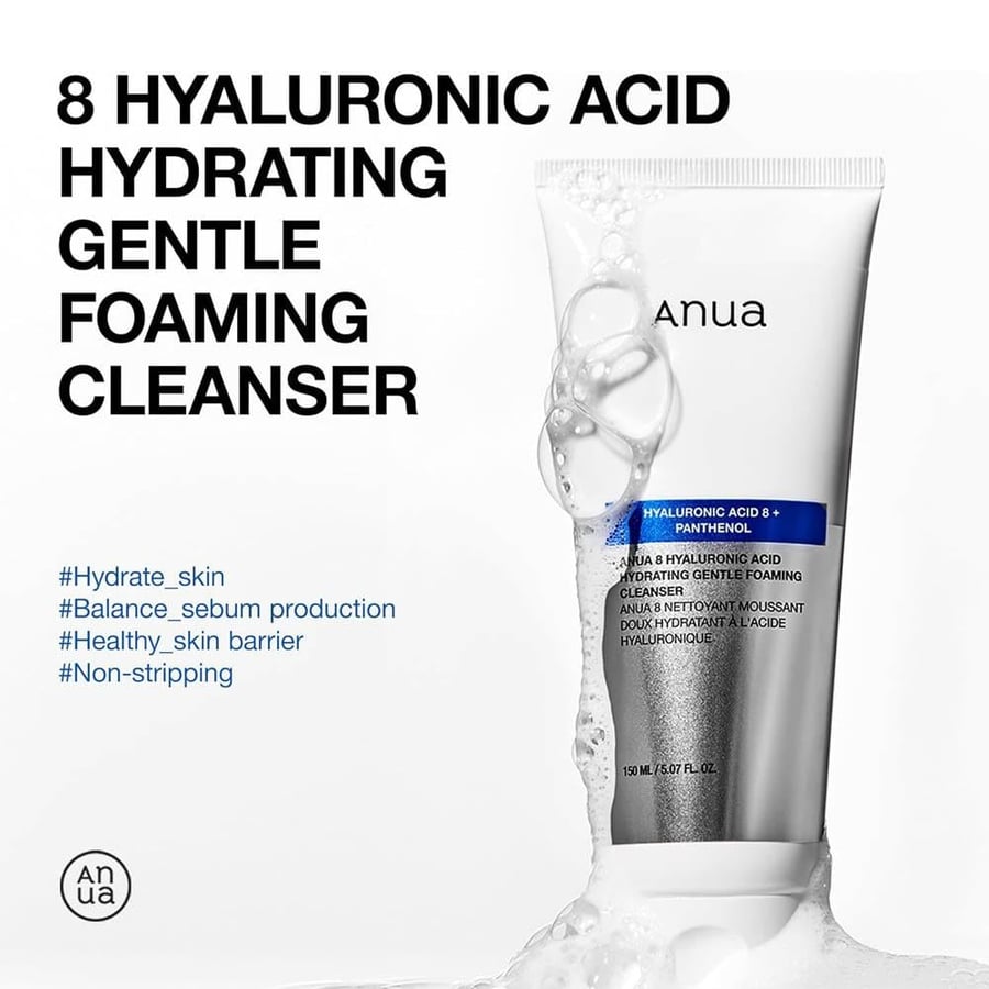Anwa foaming facial cleanser 150 ml gentle and moisturizing for the skin with hyaluronic acid