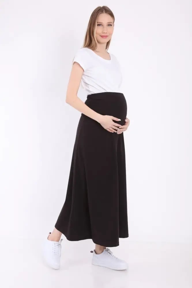Luvmabelly Myra9030 تنورة أمومة بخصر قابل للتعديل - أسود