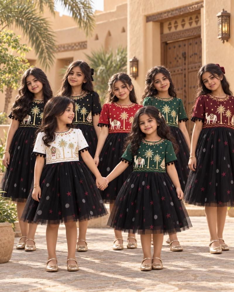فستان اليوم الوطني 96 بتصميم سعودي فاخر بعدة الوان + هدية مجانية