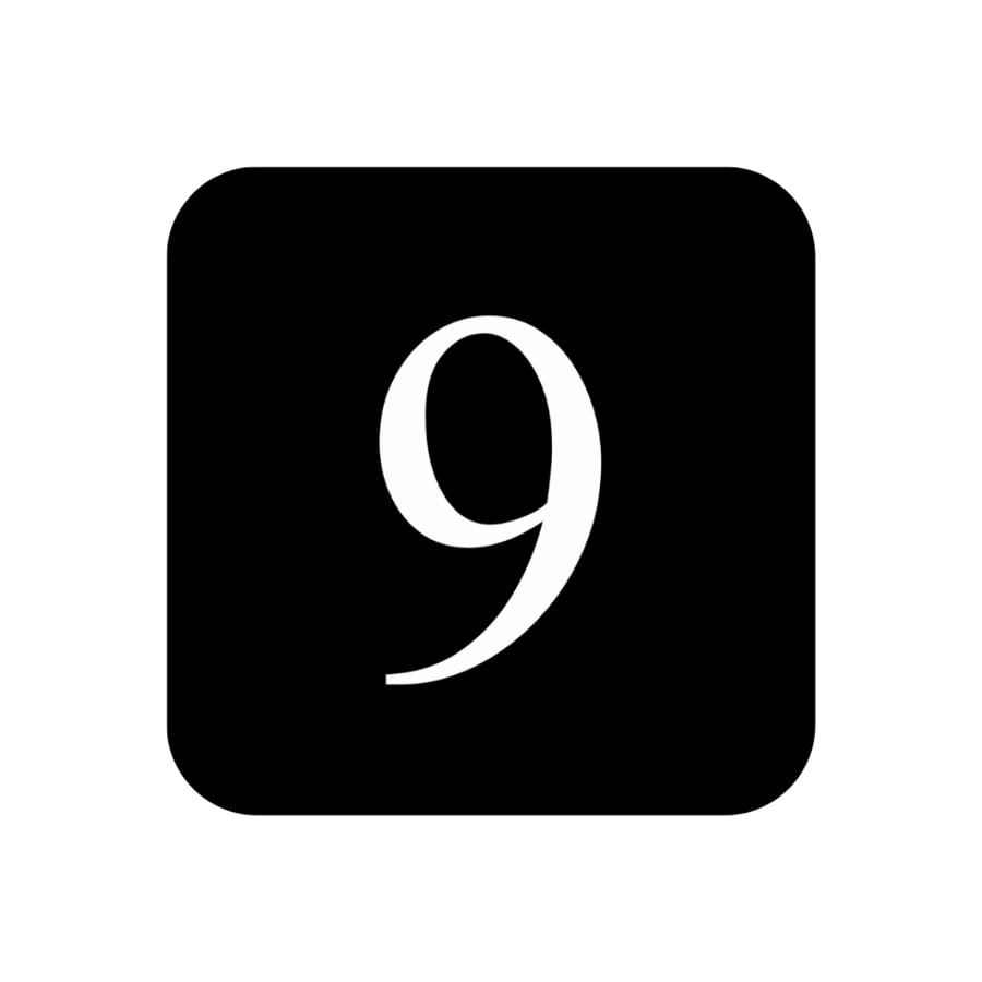 Number 9-shaped sticker