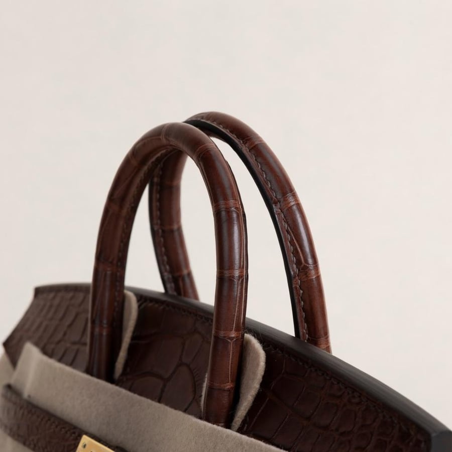Birkin 20cm Matte Alligator Crocodile 41 Havane GHW