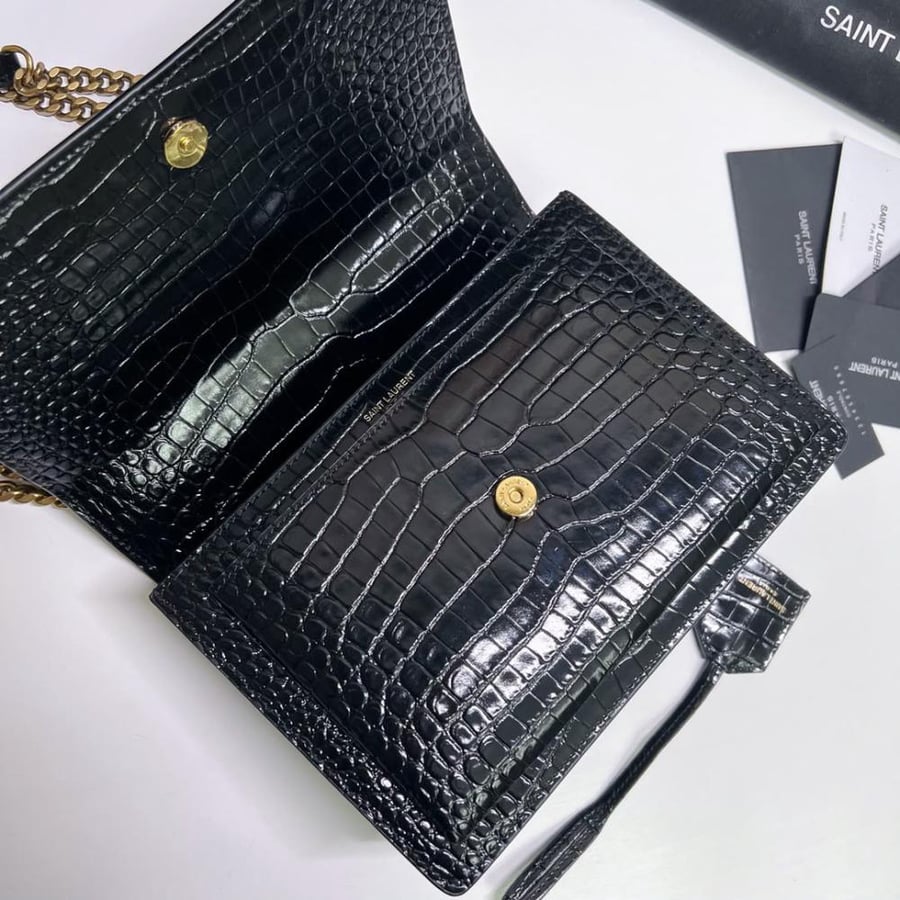 SUNSET MEDIUM IN CROCODILE-EMBOSSED LEATHER