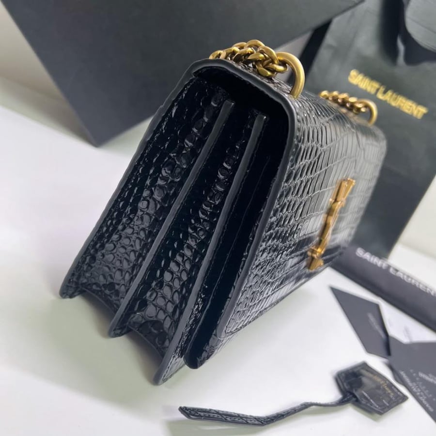 SUNSET MEDIUM IN CROCODILE-EMBOSSED LEATHER