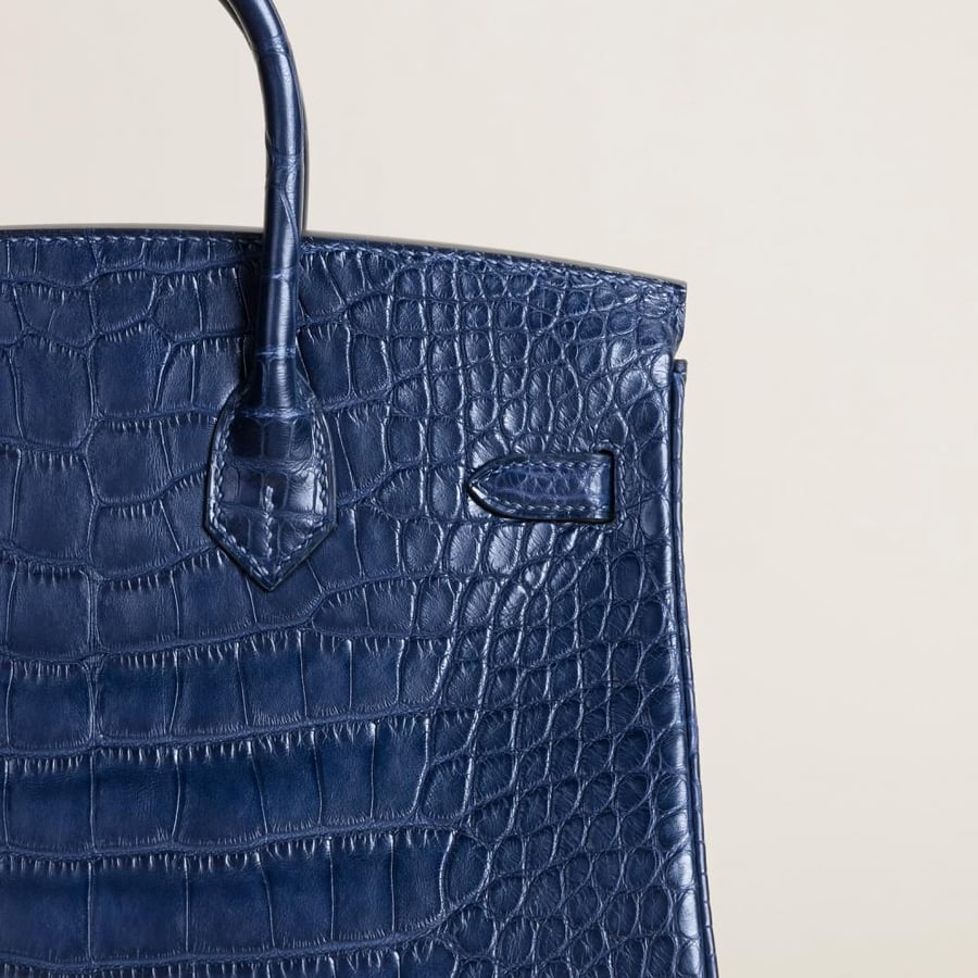 Birkin 25cm Matte Alligator Crocodile 73 Bleu sapphire GHW