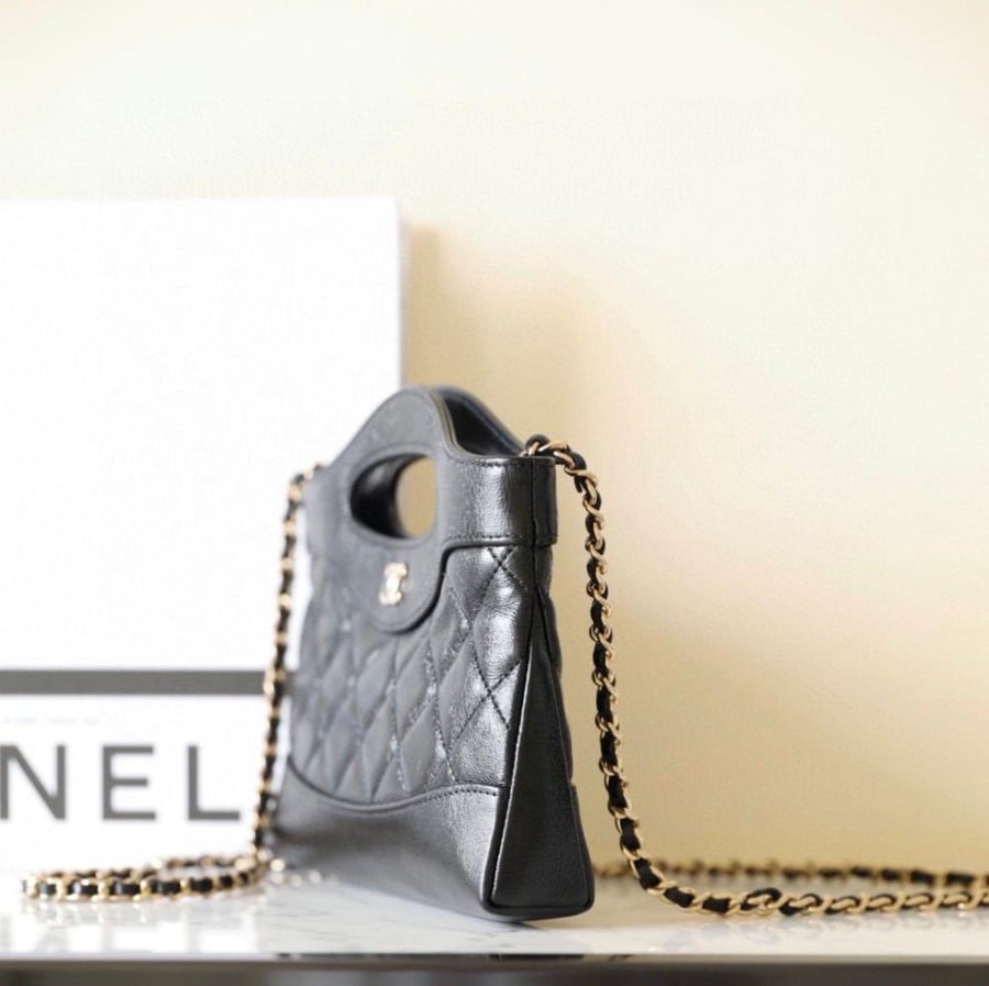 Chanel 31 Nano Gold CC Logo Shiny Lambskin Chain Bag