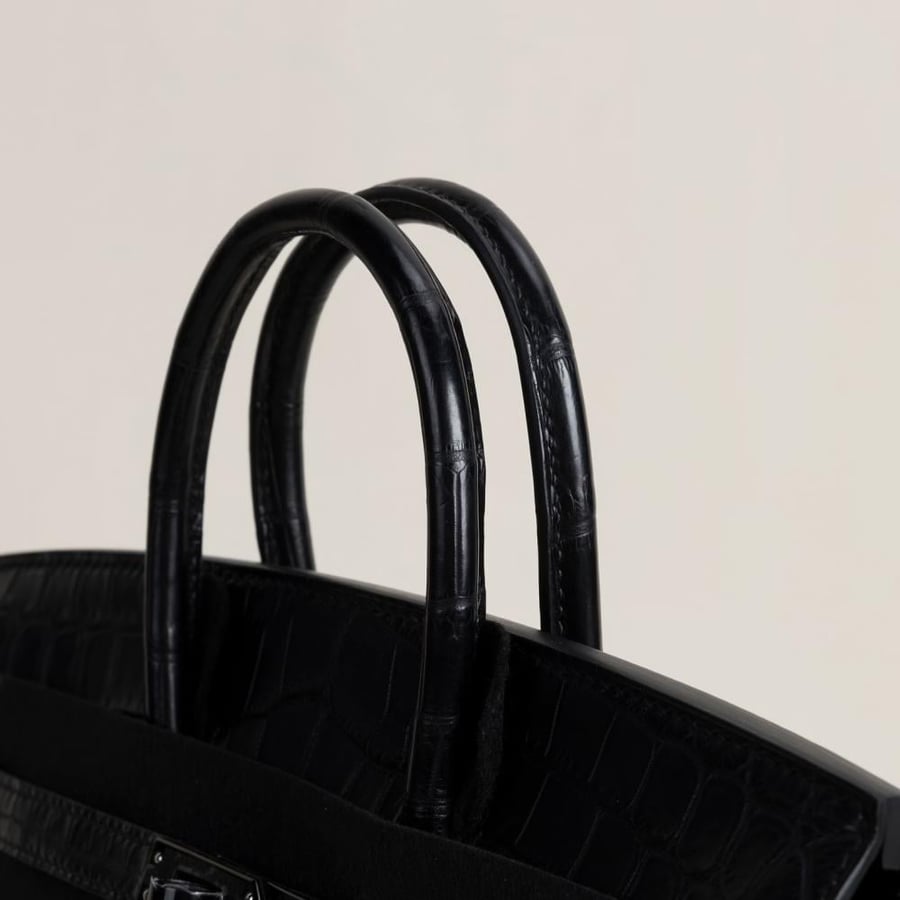 Birkin 25cm Matte Alligator Crocodile 89 Noir SO black