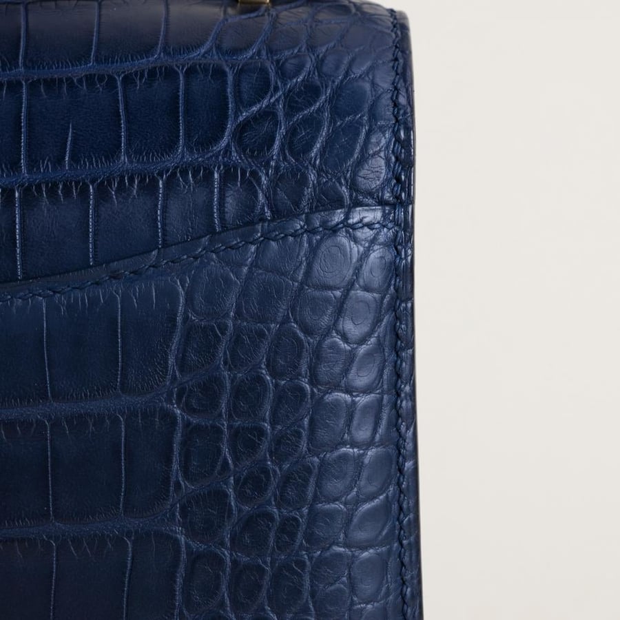 Constance 18CM Matte Alligator Crocodile 73 Sapphire Blue GHW