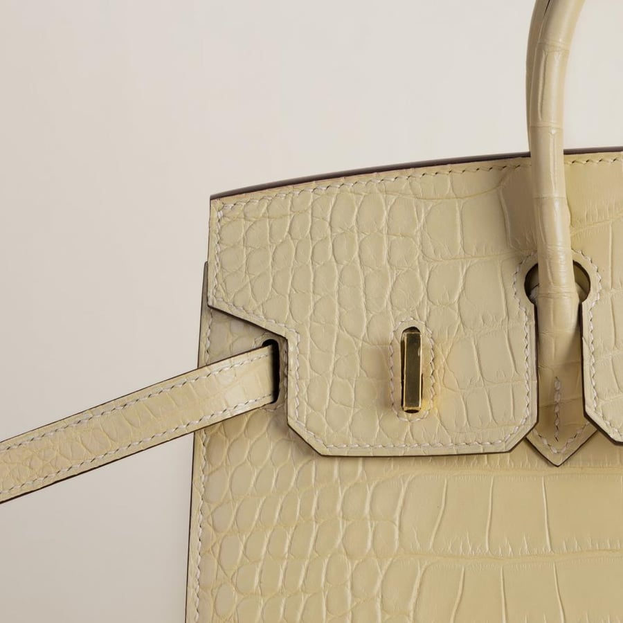 Birkin 25cm Sellier Matte Alligator Crocodile Y1 Vanille GHW