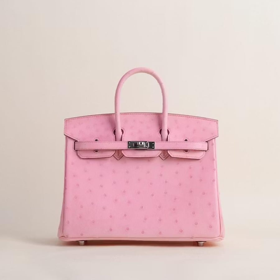 Birkin 25cm Ostrich L4 Rose Bubblegum PHW