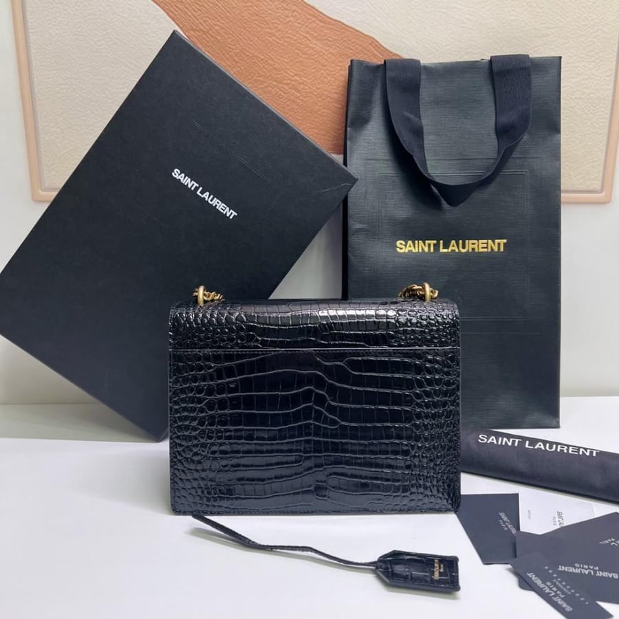 SUNSET MEDIUM IN CROCODILE-EMBOSSED LEATHER