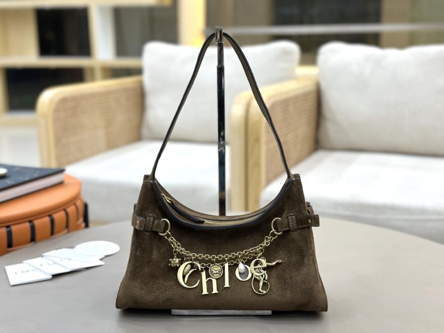 Chloe Charms Small Suede Hobo Bag