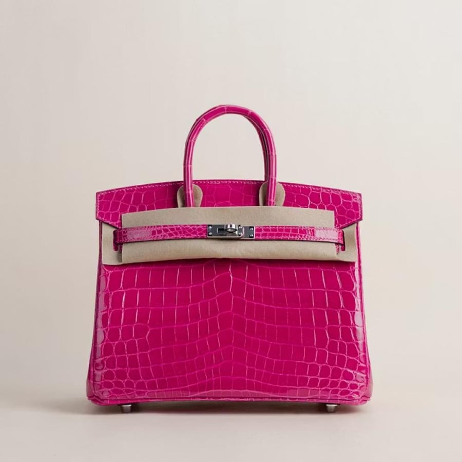 Birkin 25cm Shiny Niloticus crocodile E5 Rose tyrien PHW
