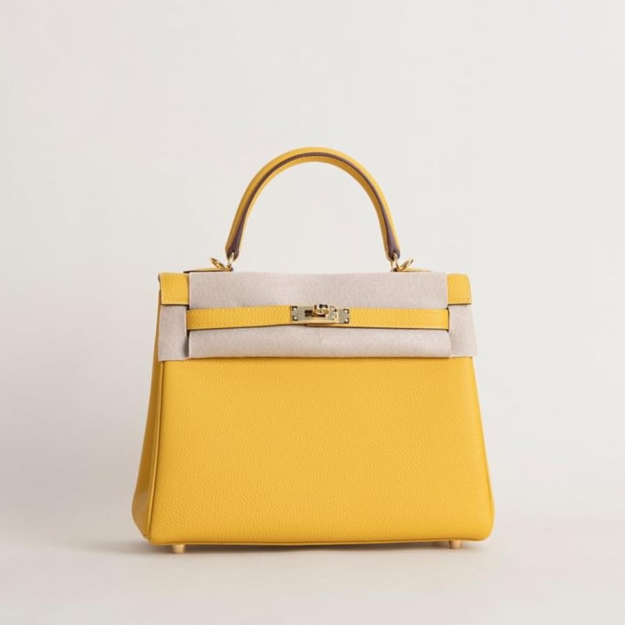 Kelly 25cm Togo 9D Jaune amber GHW