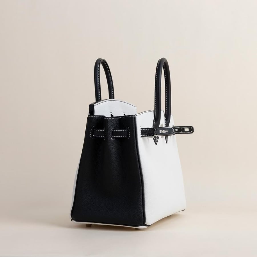 Birkin 25cm Togo 01 Blanc/ 89 Noir PHW