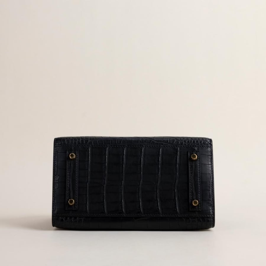 Birkin 20cm Matte Alligator Crocodile 89 Noir GHW