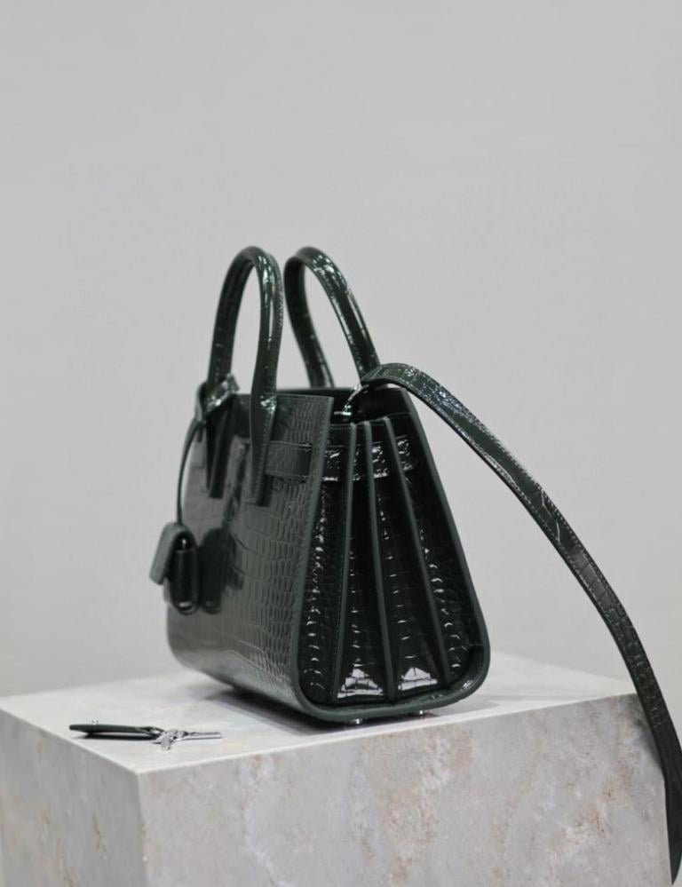 Classic Sac de Jour Nano in Crocodile-Embossed Shiny Leather