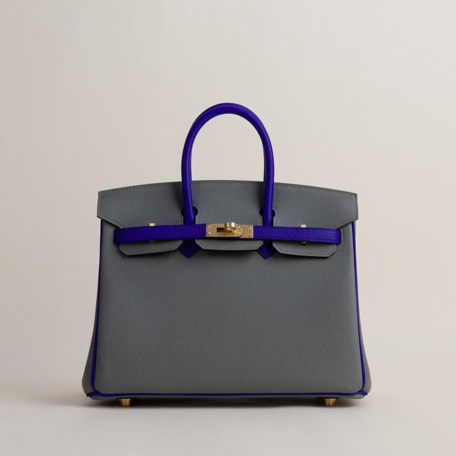 Birkin 25cm Togo 0L Gris meyer / 7T Blue electric BGHW