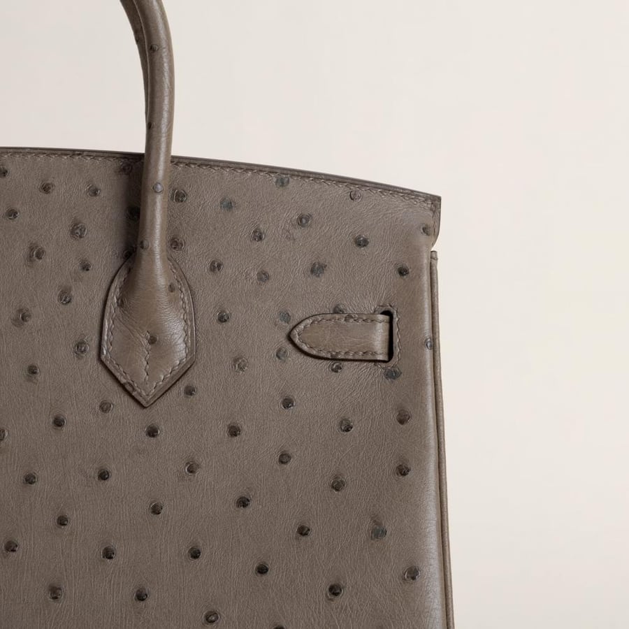 Birkin 25cm Ostrich 81 Gris tourterelle PHW