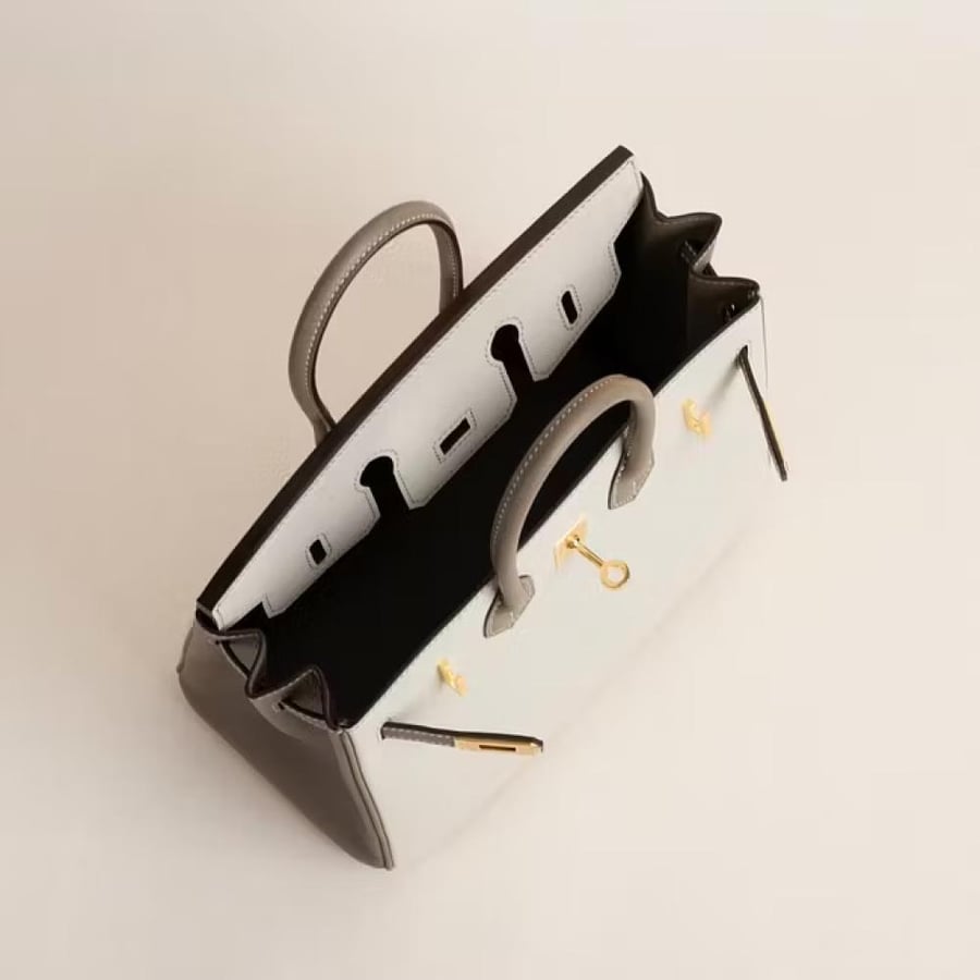 Birkin 25cm Epsom CC10 chalk/CC18 GHW tow