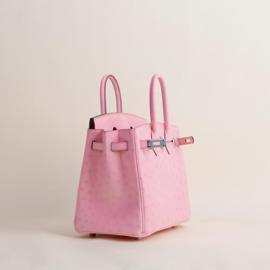 Birkin 25cm Ostrich L4 Rose Bubblegum PHW
