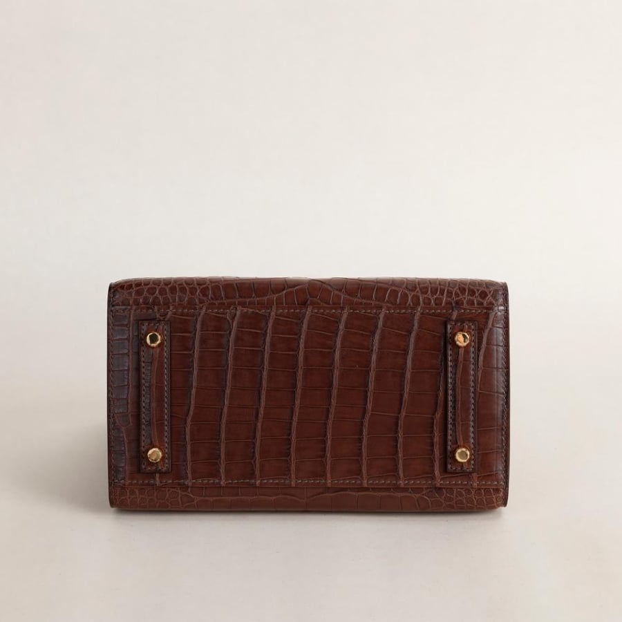 Birkin 20cm Matte Alligator Crocodile 41 Havane GHW