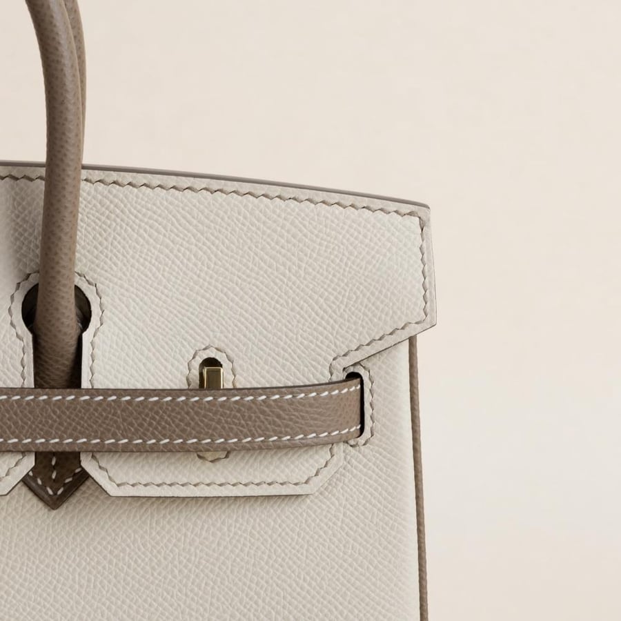 Birkin 25cm Epsom CC10 chalk/CC18 GHW tow