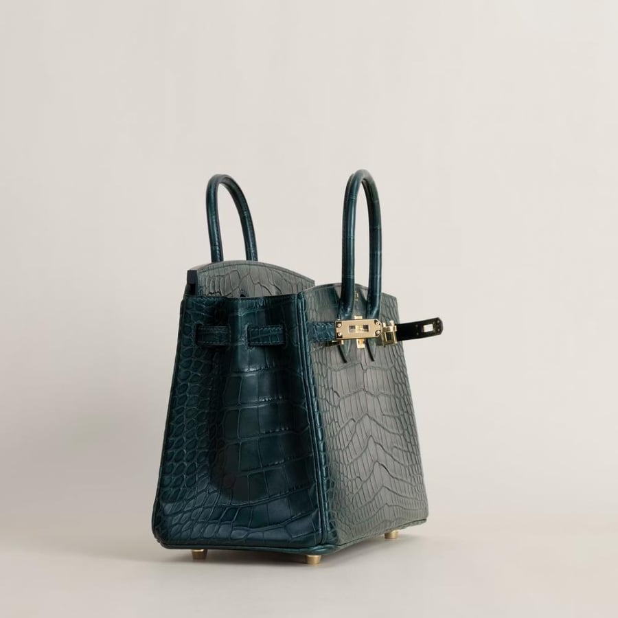 Birkin 25cm Matte Alligator Crocodile 6O Vert Cypres GHW