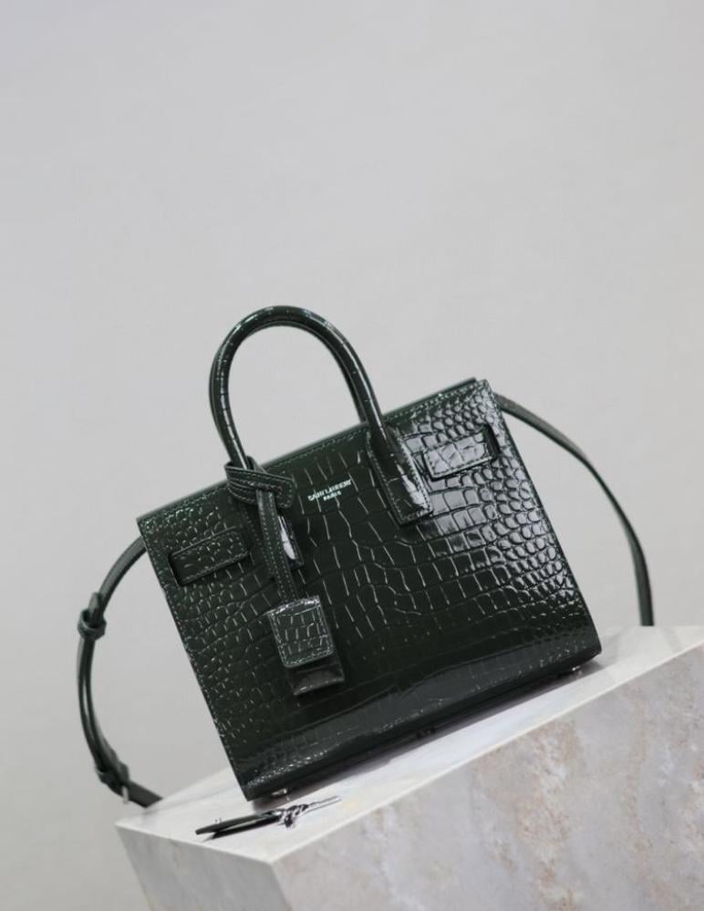 Classic Sac de Jour Nano in Crocodile-Embossed Shiny Leather