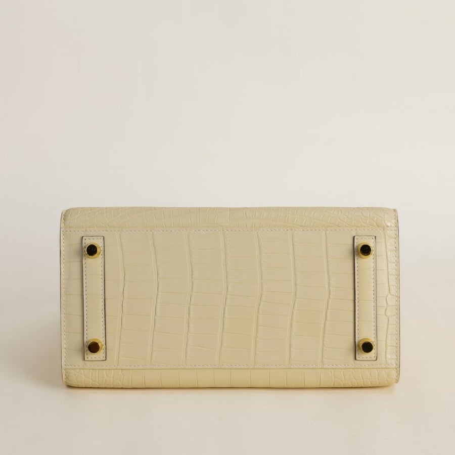 Birkin 25cm Sellier Matte Alligator Crocodile Y1 Vanille GHW