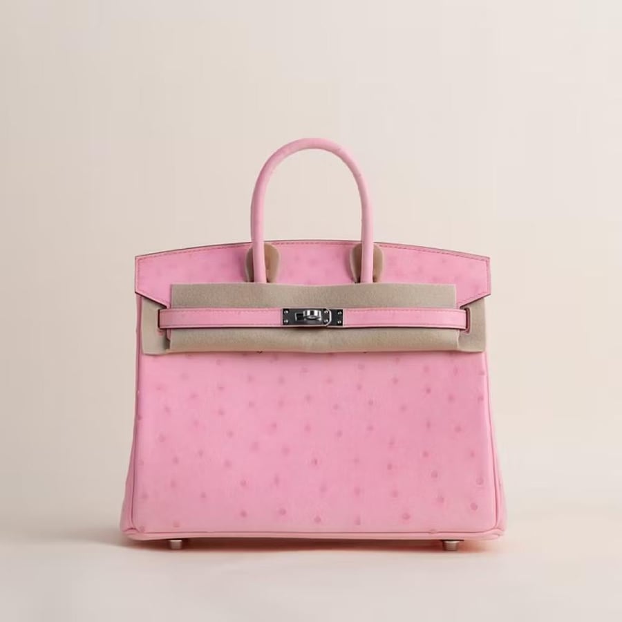 Birkin 25cm Ostrich L4 Rose Bubblegum PHW