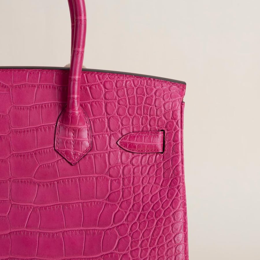 Birkin 30cm Matte Alligator Crocodile 5R Rose Shocking PHW