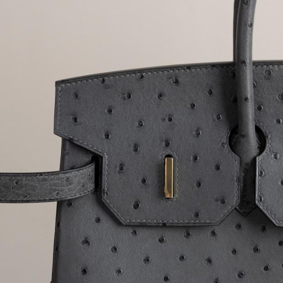 Birkin 35cm Ostrich 0L Gris meyer GHW