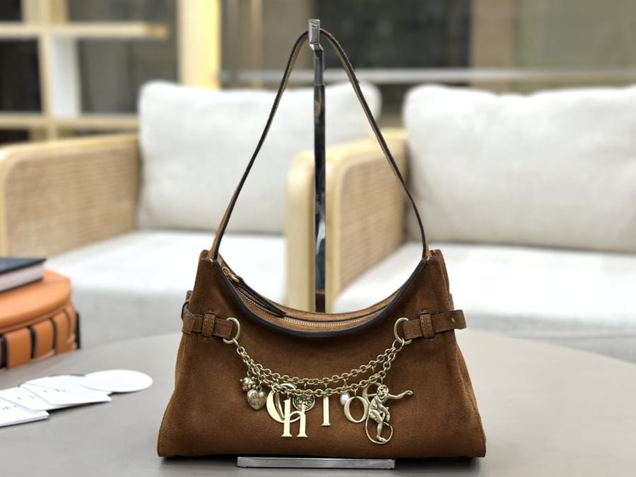 Chloe Charms Small Suede Hobo Bag