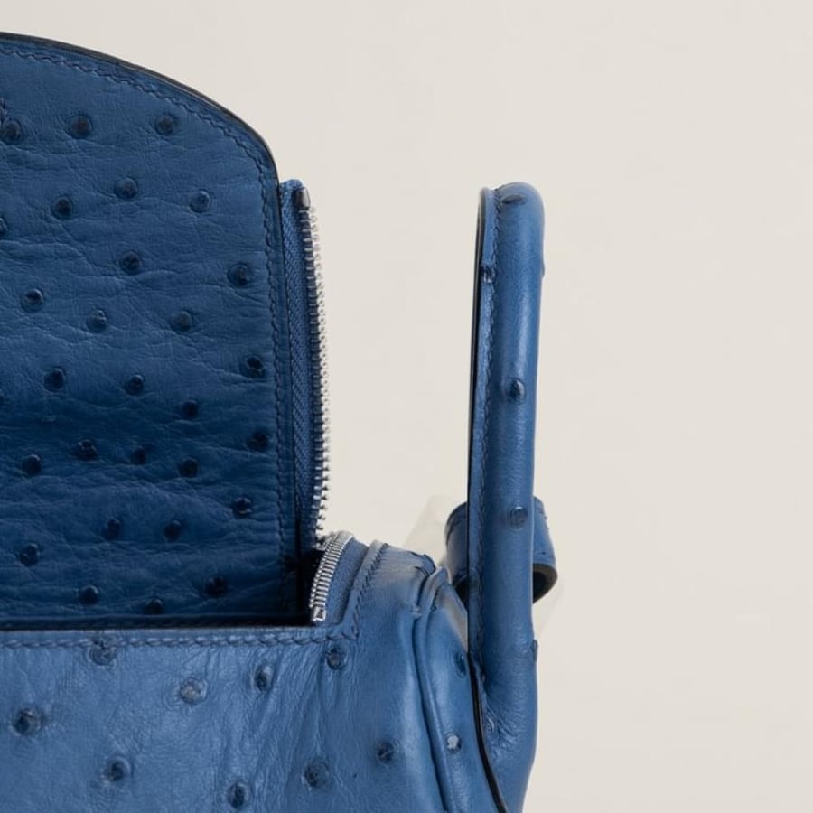 Mini Lindy Ostrich leather O8 Bleu Royal PHW
