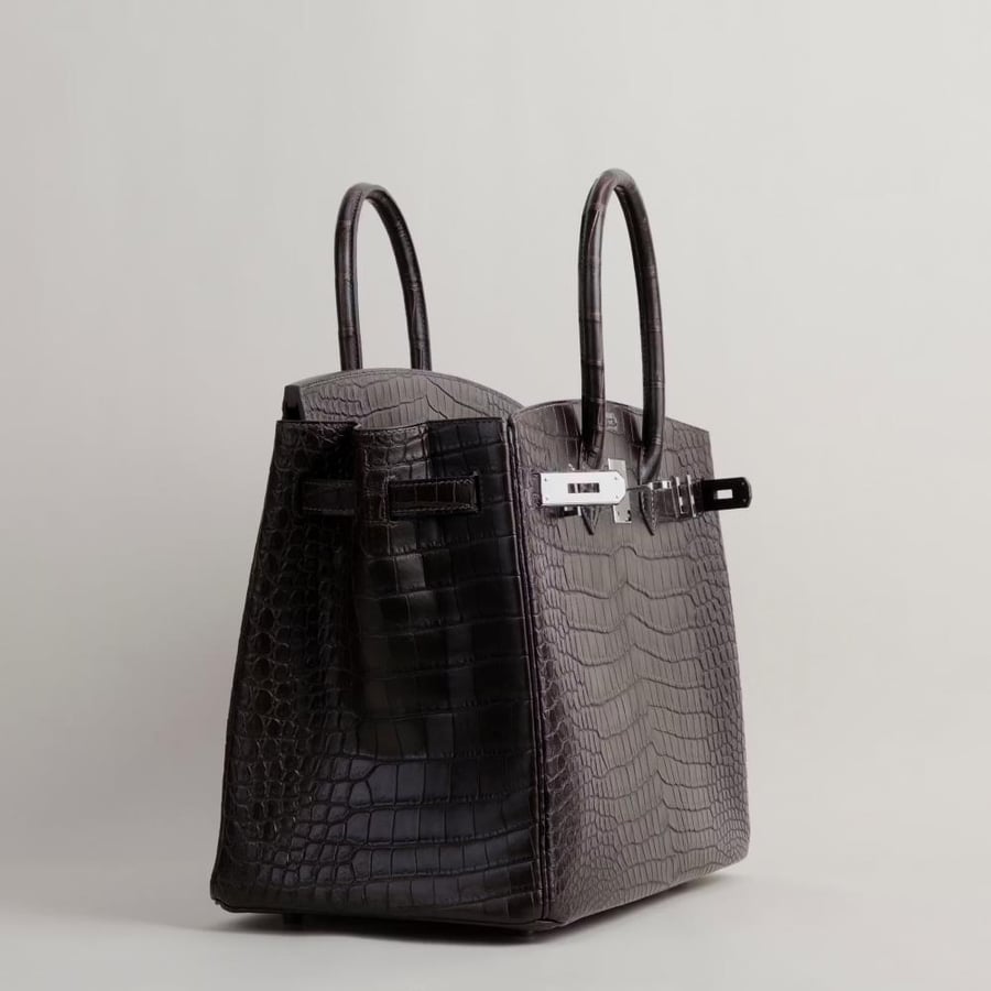 Birkin 35cm Matte Porosus Crocodile 47 Chocolate GHW