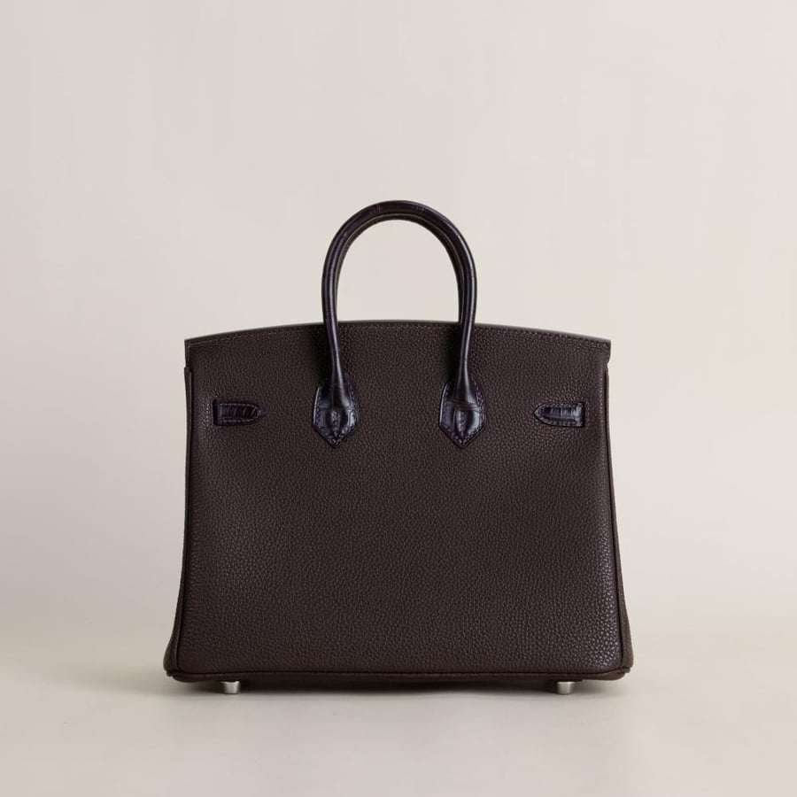 Birkin 25cm Touch Togo/Matte Alligator Crocodile 47 Chocolate PHW