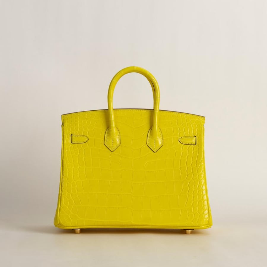 Birkin 25cm Matte Alligator Crocodile M9 Mimosa GHW