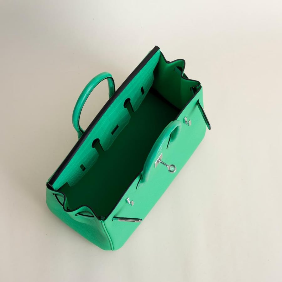 Birkin 25cm Touch Togo/Matte Alligator Crocodile 0Z Vert comics PHW