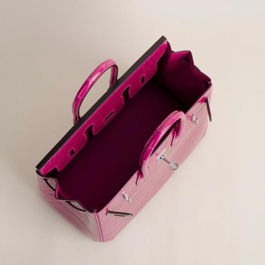 Birkin 25cm Shiny Niloticus crocodile E5 Rose tyrien PHW