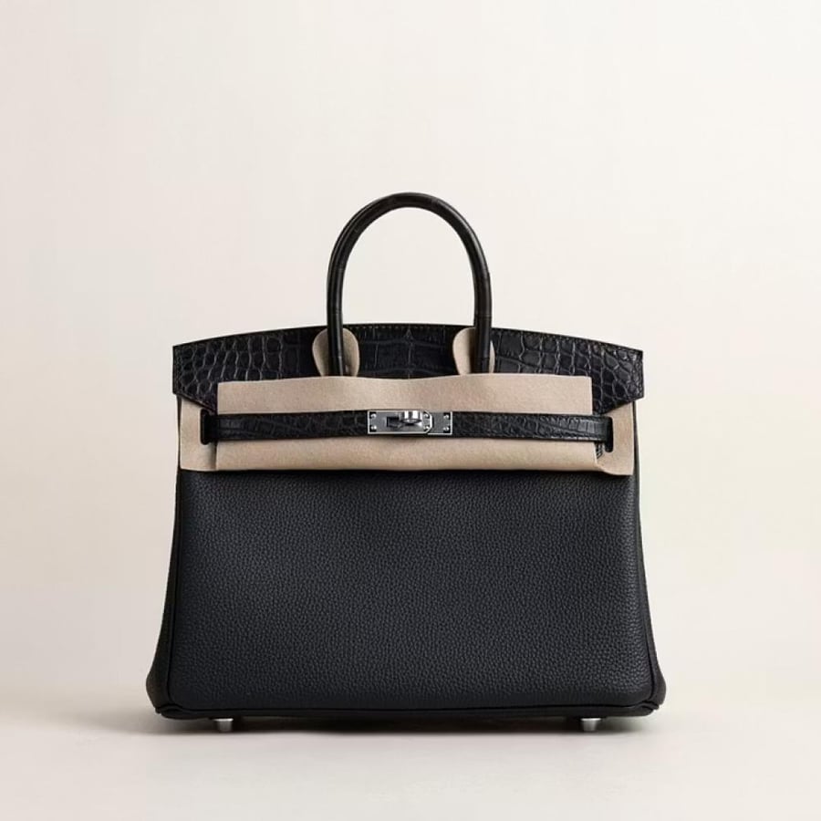 Birkin 25cm Touch Togo/Matte Alligator Crocodile 89 Noir PHW