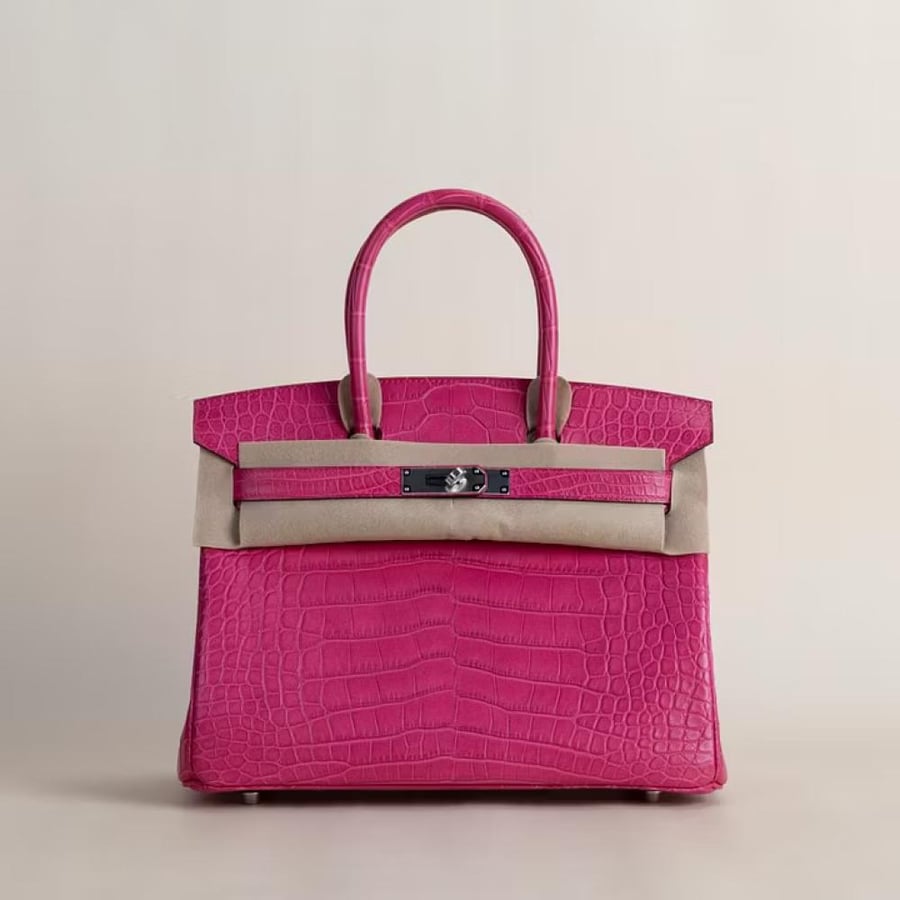 Birkin 30cm Matte Alligator Crocodile 5R Rose Shocking PHW