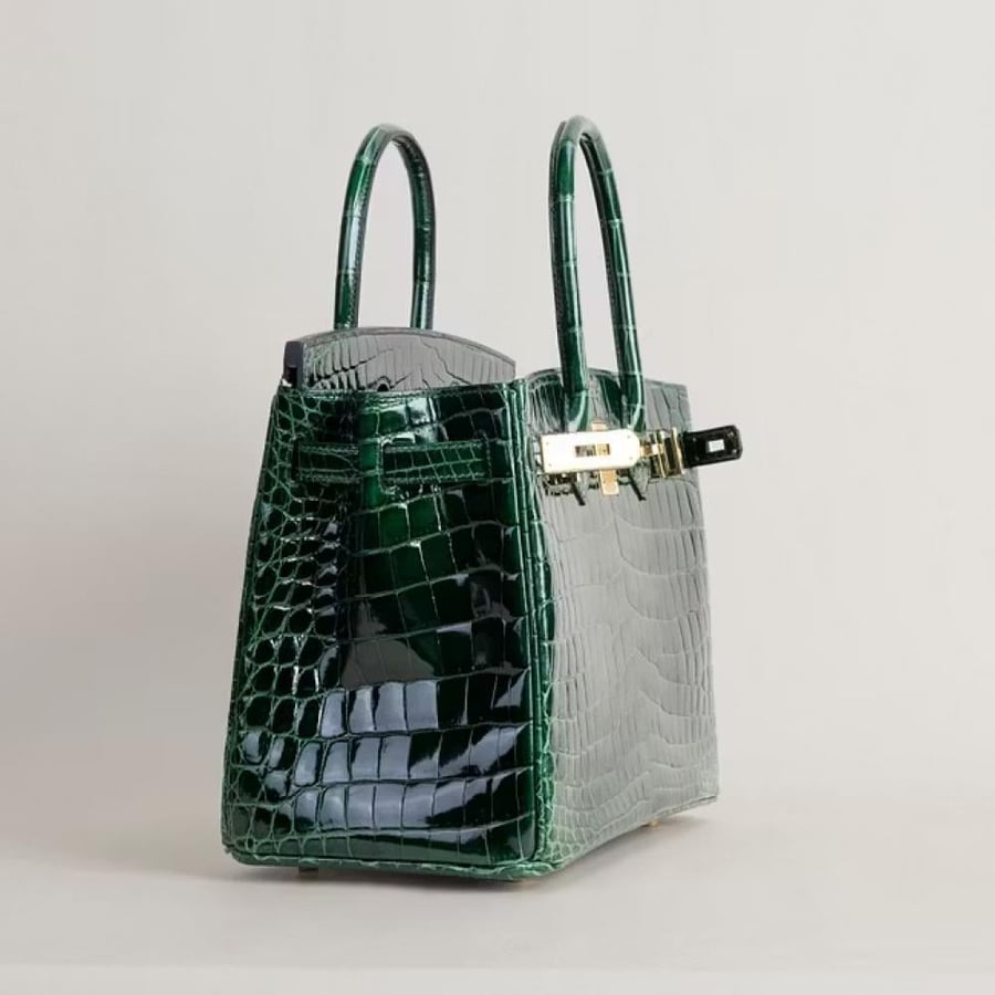 Birkin 30cm Shiny Niloticus crocodile 67 Vert fonce GHW
