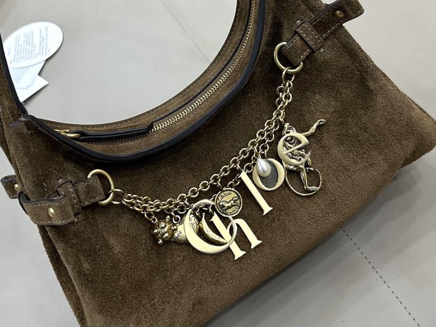 Chloe Charms Small Suede Hobo Bag