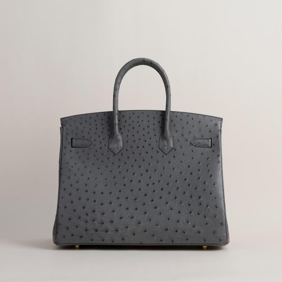 Birkin 35cm Ostrich 0L Gris meyer GHW